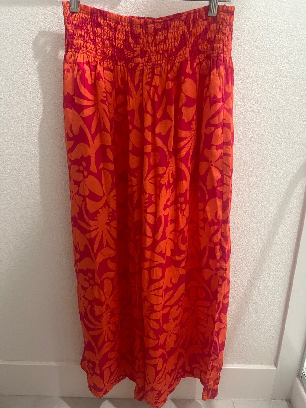 Marine Layer L Orange & Red Floral Wide Leg Pants